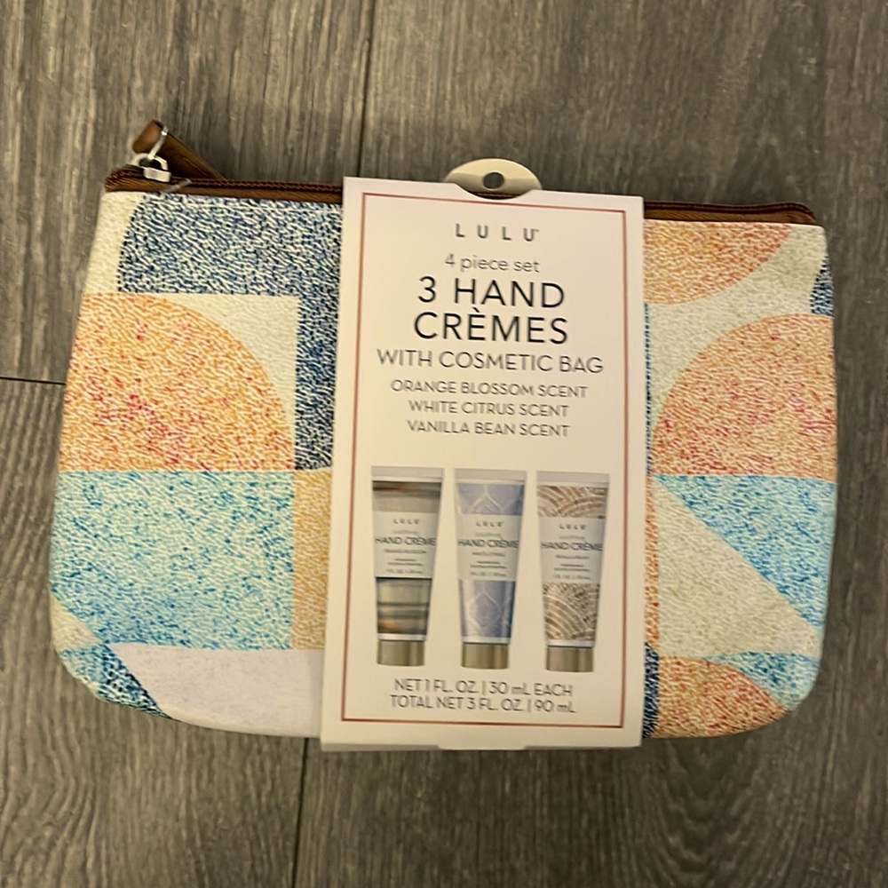 New 3 Hand Cremes with Cosmetic Bag